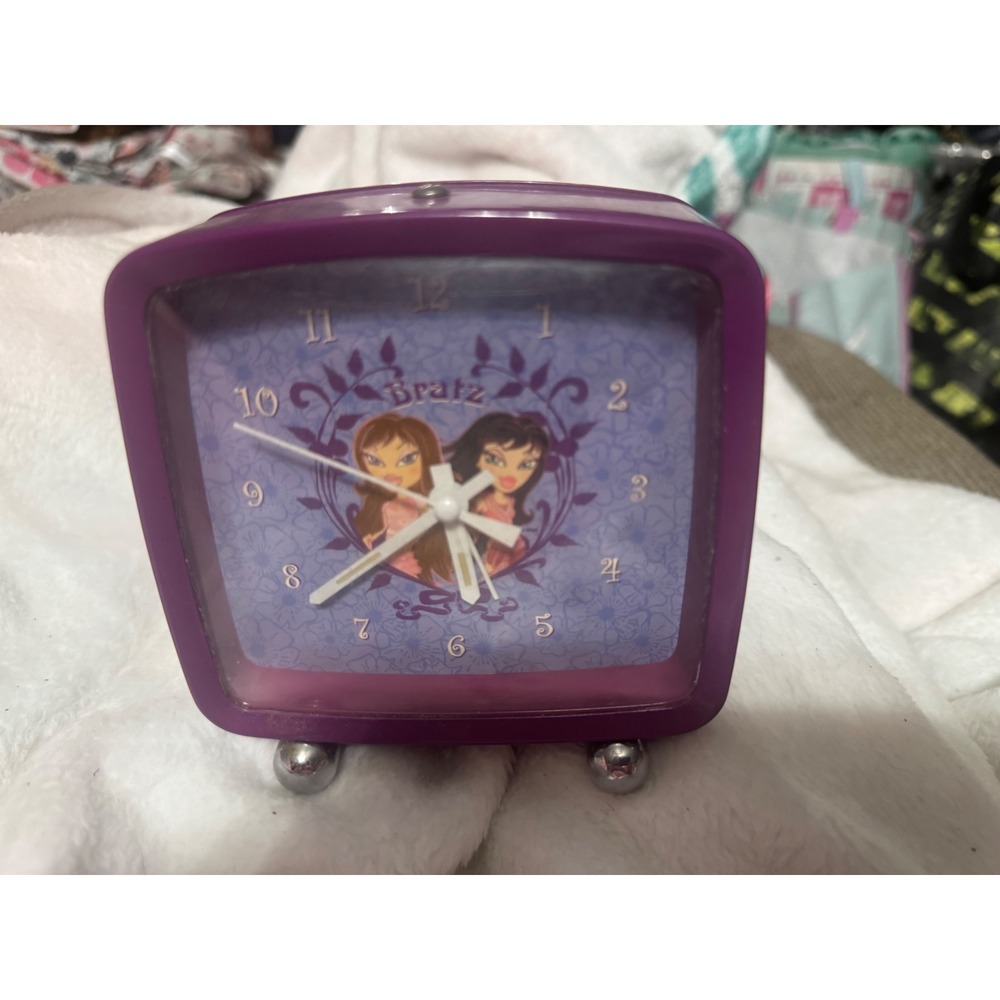 Rare Bratz Vintage Alarm Clock Purple Retro TV Style Analog Y2K Room Decor Kids
